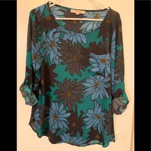 Loft 3/4 sleeve flowered blouse